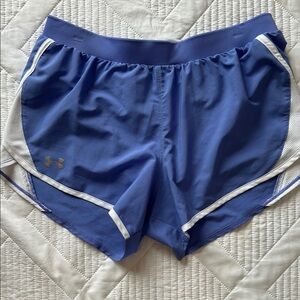 Under Armour Blue and White Athletic Shorts with Elastic Waistband